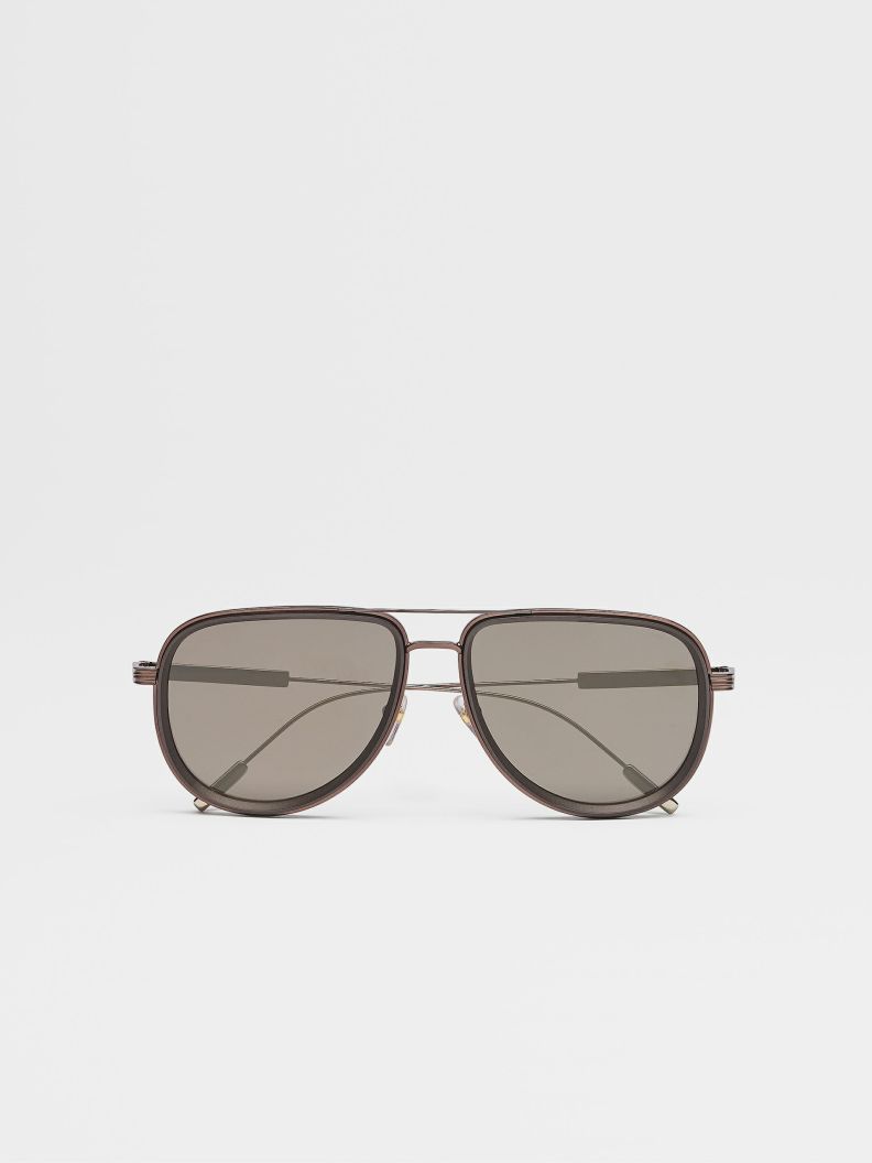 Hombre ZEGNA  | Gafas De Sol En Metal Color Bronce Oscuro